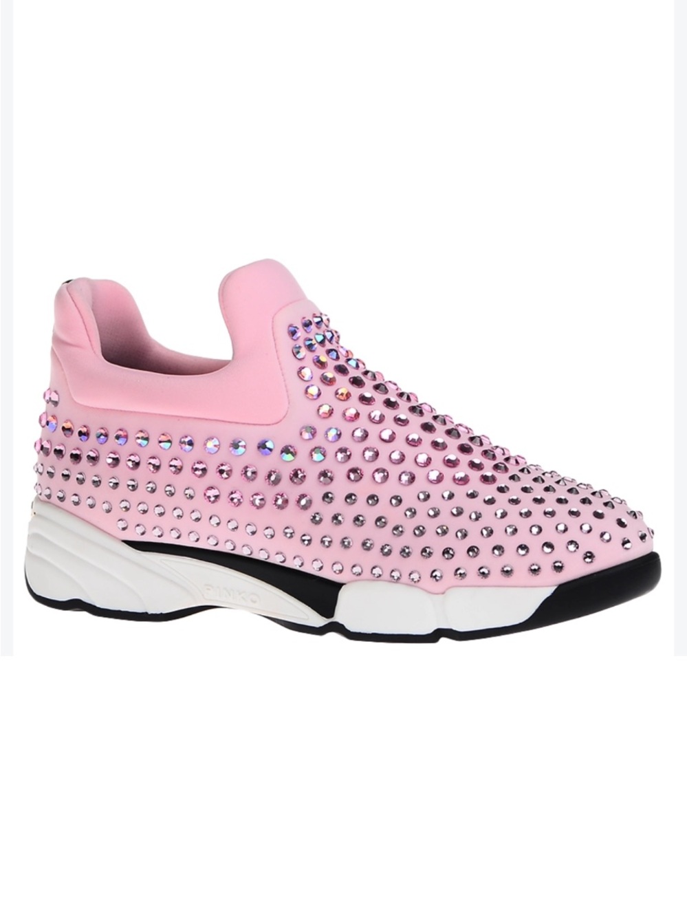Pinko Pink Crystal-Embellished Slip-On Sneakers with All Over Rhinestones Size 8